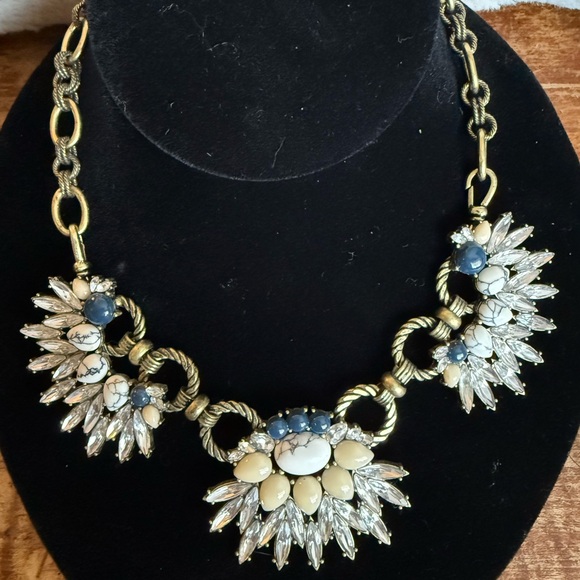 Chloe + Isabel Gold and Blue Statement Necklace with Fan Design - Picture 7 of 10